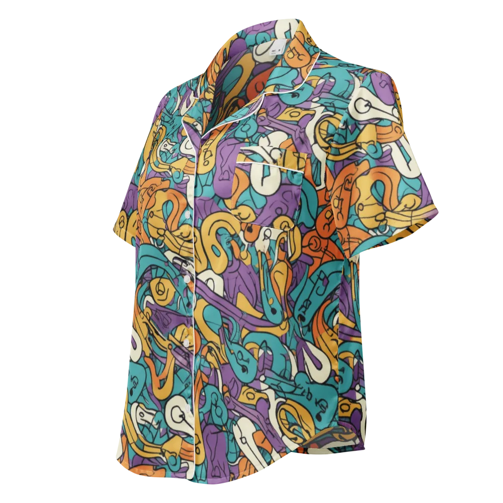 Riotous Rhythm on Women's Short Sleeve Pajama Top — Left Front