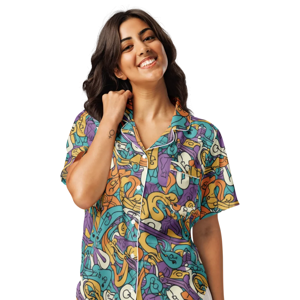 Riotous Rhythm on Women's Short Sleeve Pajama Top — Front