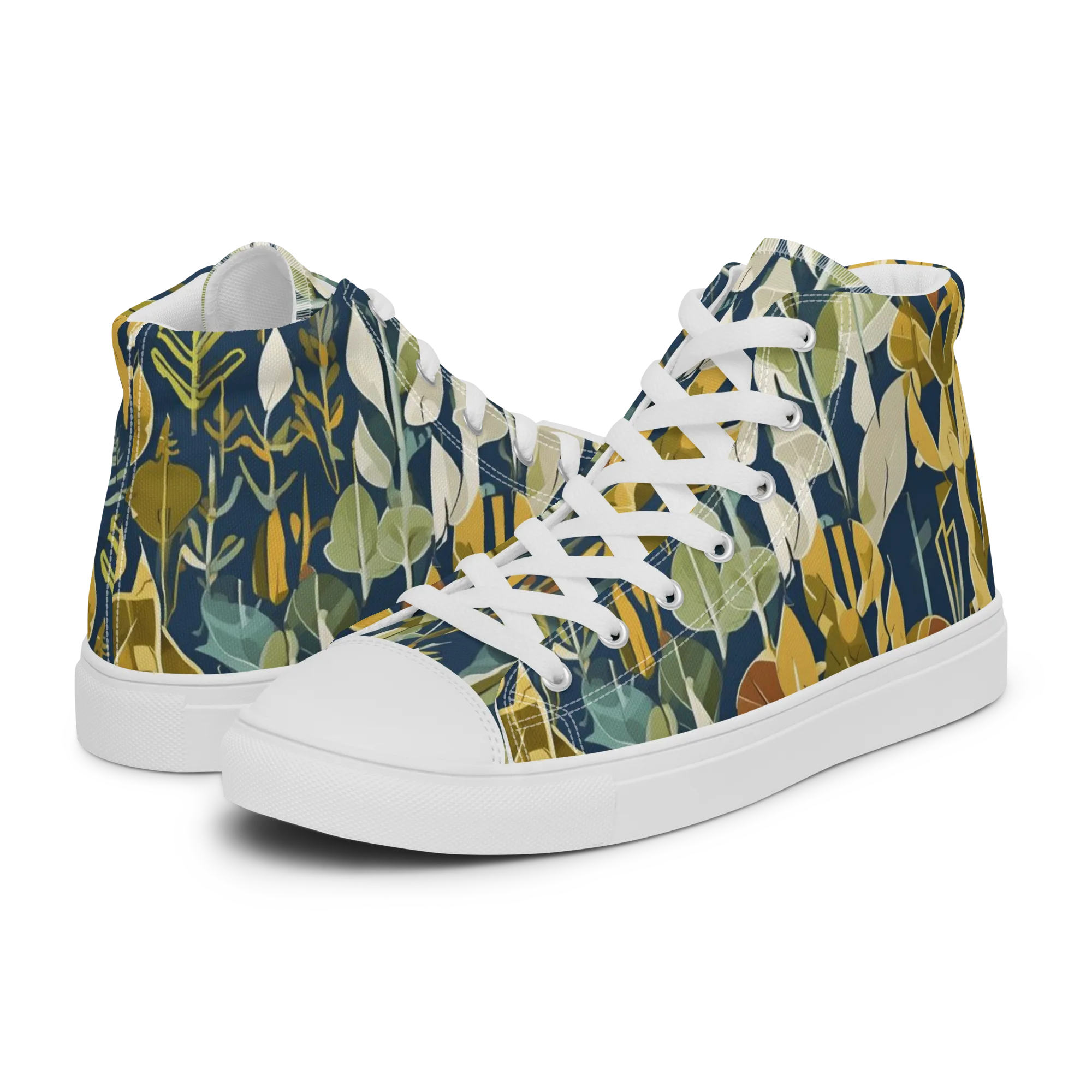 Gilded Understory on Men's High Top Canvas Shoes — Left