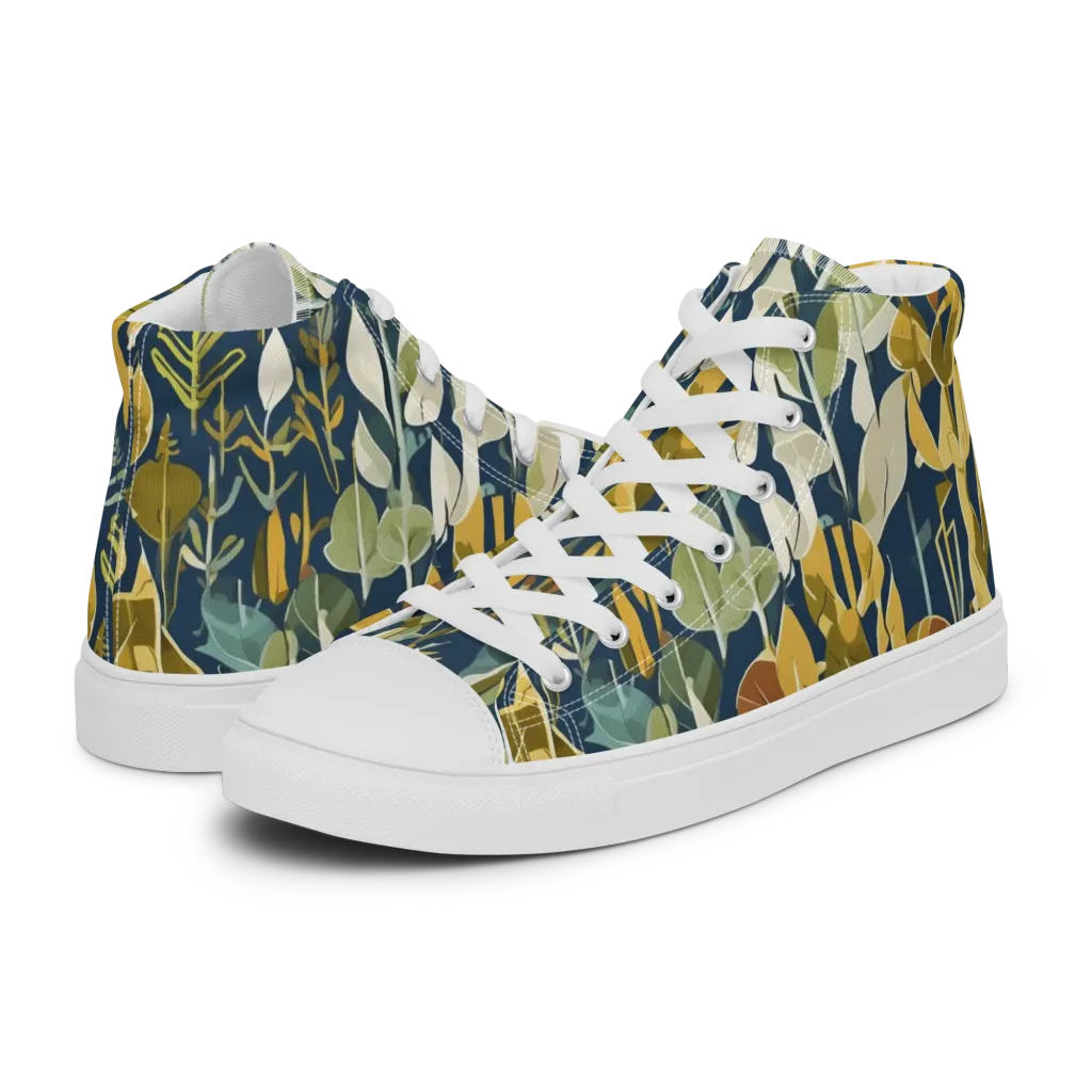 Gilded Understory on Men's High Top Canvas Shoes — Left
