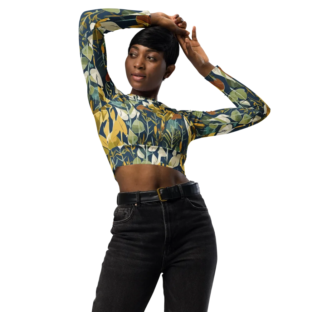 Gilded Understory on Long Sleeve Crop Top — Front