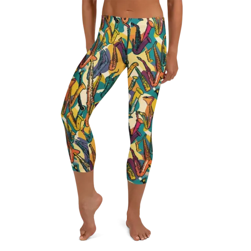 Saxophone Parade on a Capri Leggings