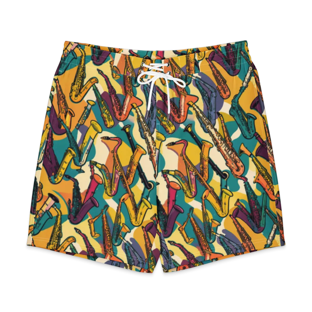 Saxophone Parade on Men's Board Shorts — Front