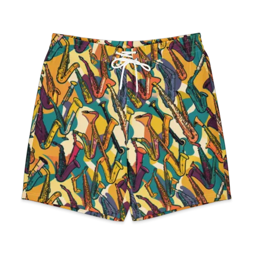 Saxophone Parade on a Men's Board Shorts