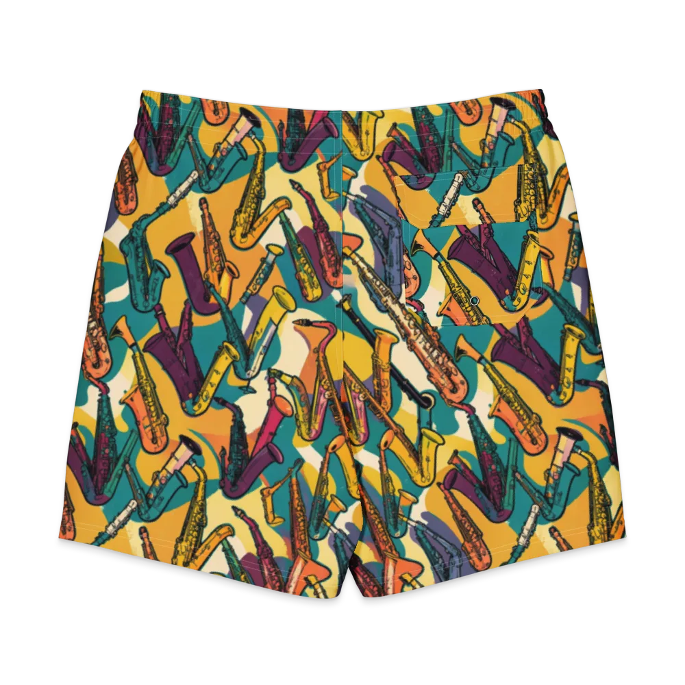 Saxophone Parade on Men's Board Shorts — Back
