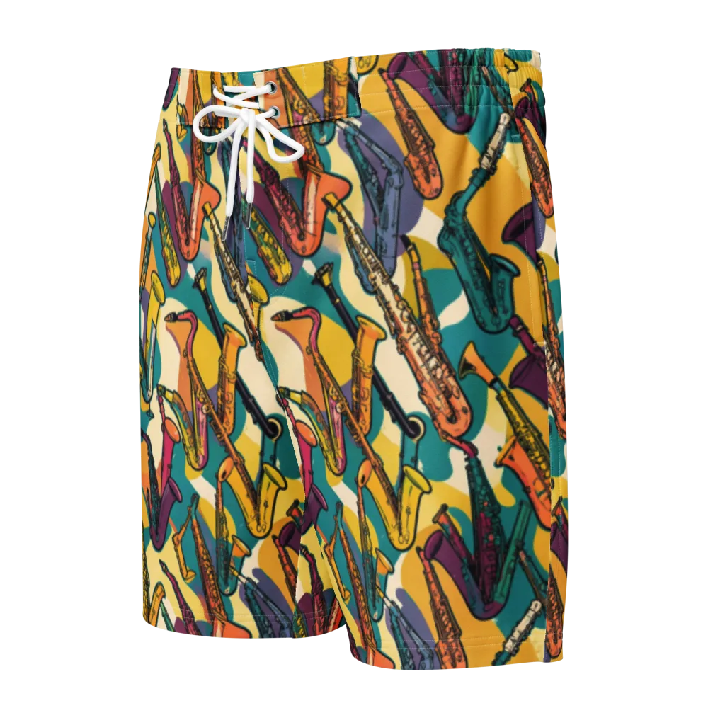 Saxophone Parade on Men's Board Shorts — Front
