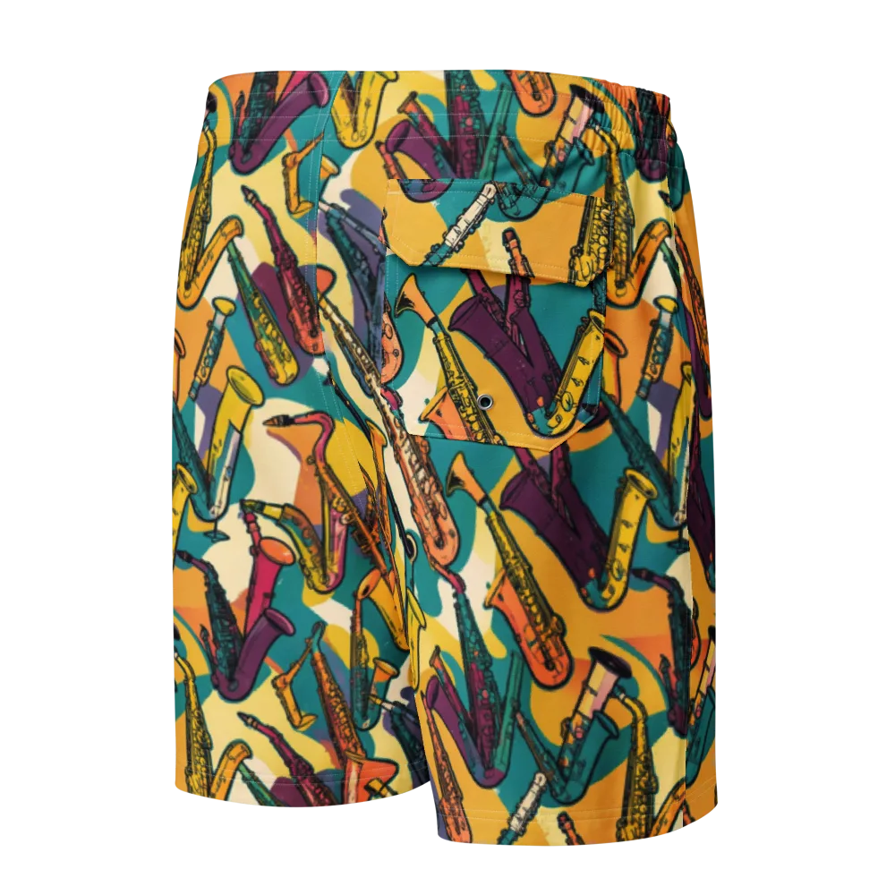 Saxophone Parade on Men's Board Shorts — Back