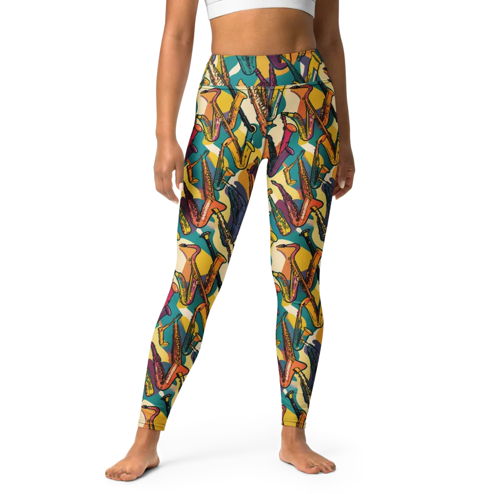 Saxophone Parade on Yoga Leggings — Front