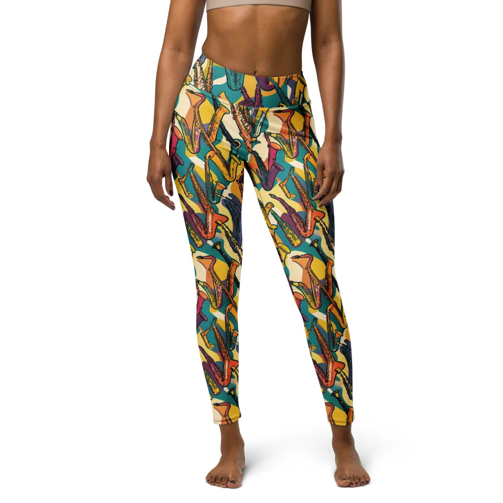 Saxophone Parade on Yoga Leggings — Front