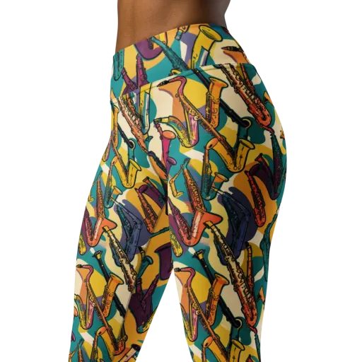 Saxophone Parade on a Yoga Leggings