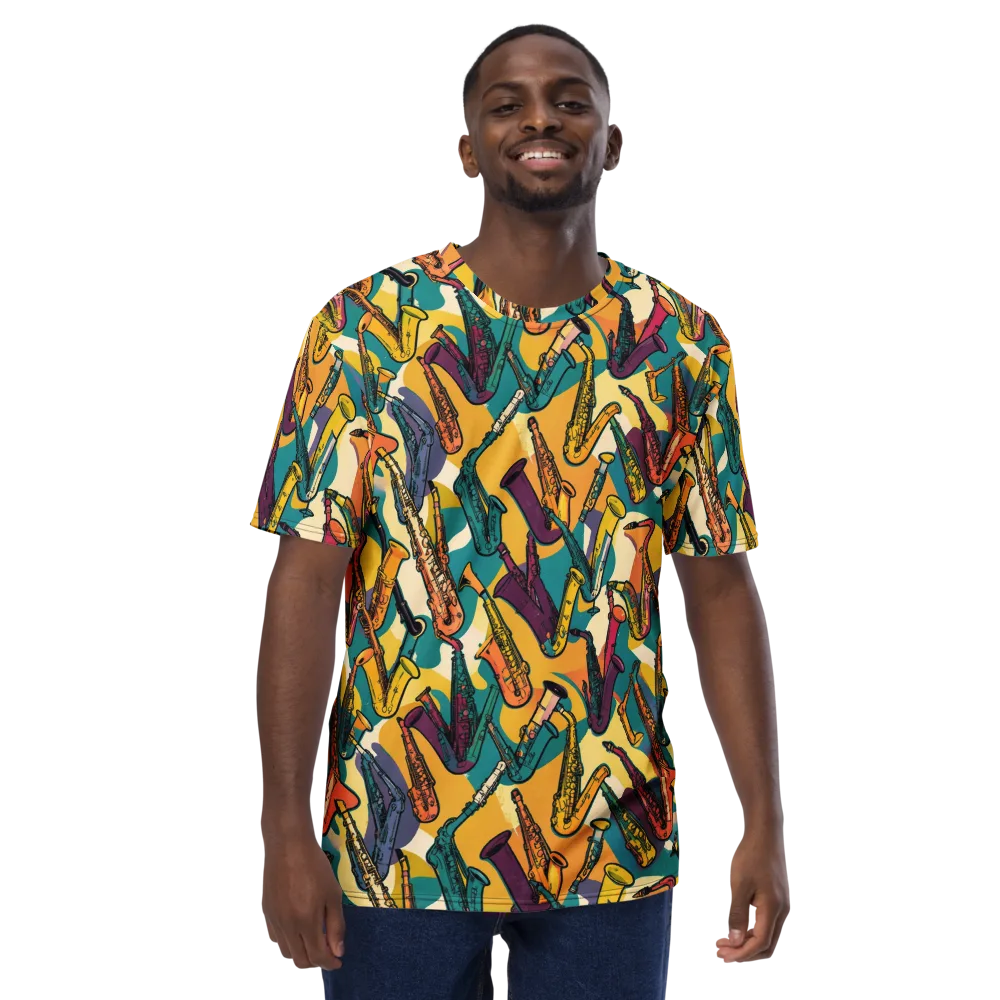 Saxophone Parade on Men's Crew Neck T-Shirt — Front