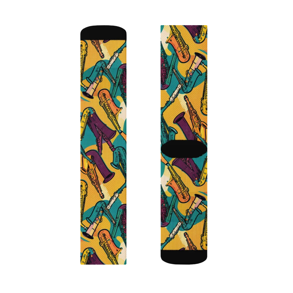 Saxophone Parade on Socks — Left Sock