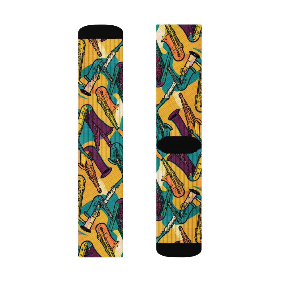 Saxophone Parade on Socks — Right Sock