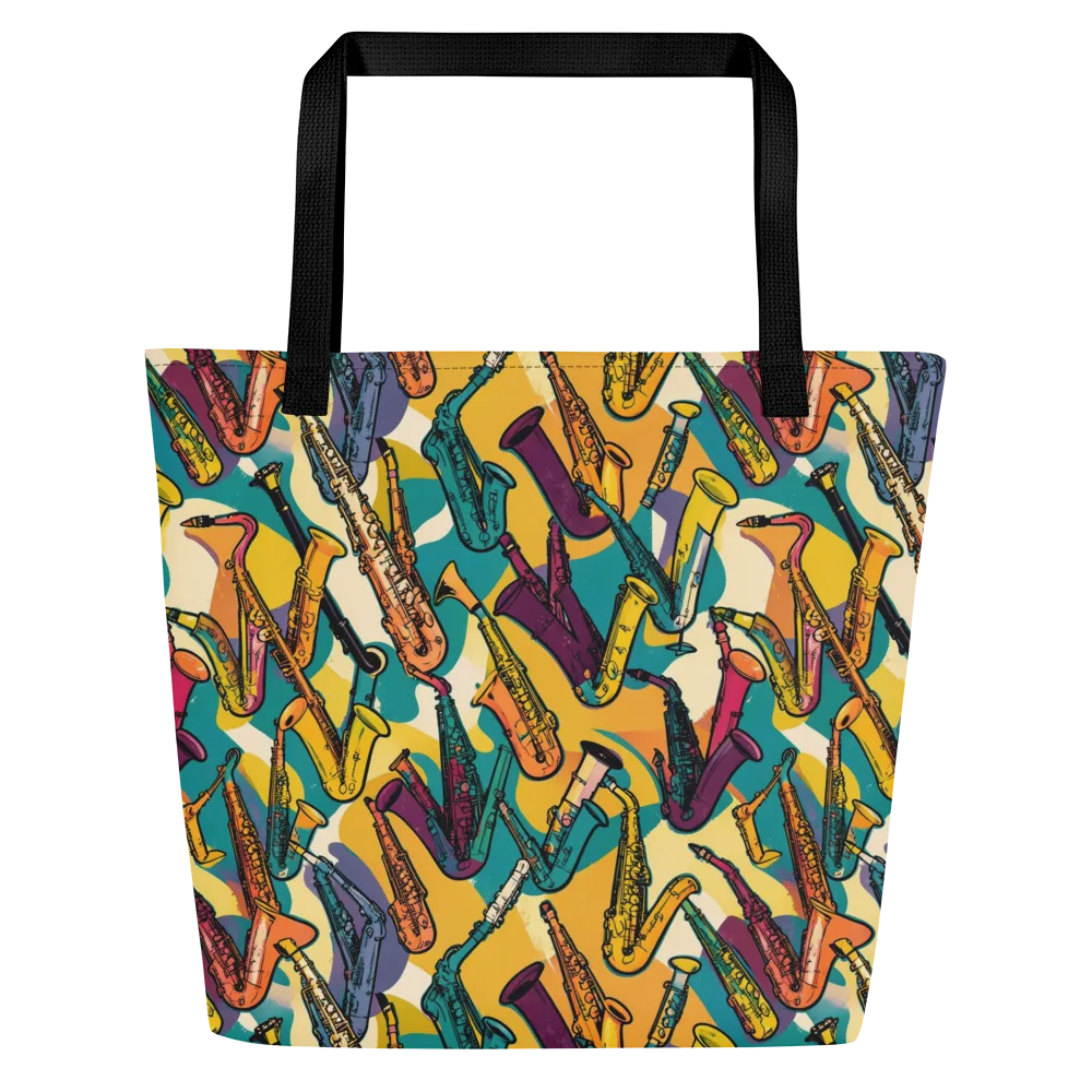 Saxophone Parade on Large Tote Bag W/ Pocket — Front
