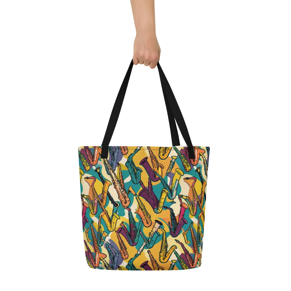Saxophone Parade on Large Tote Bag W/ Pocket — Front