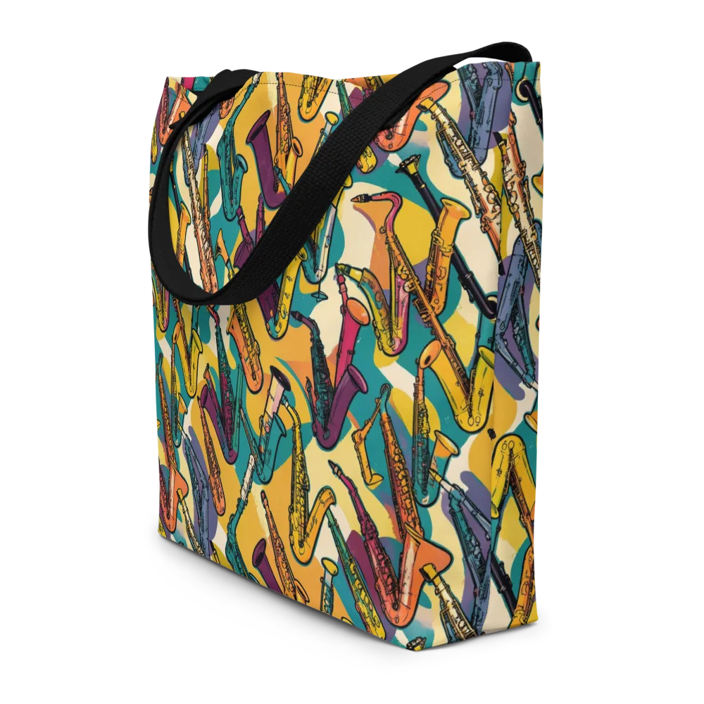 Saxophone Parade on Large Tote Bag W/ Pocket — Front