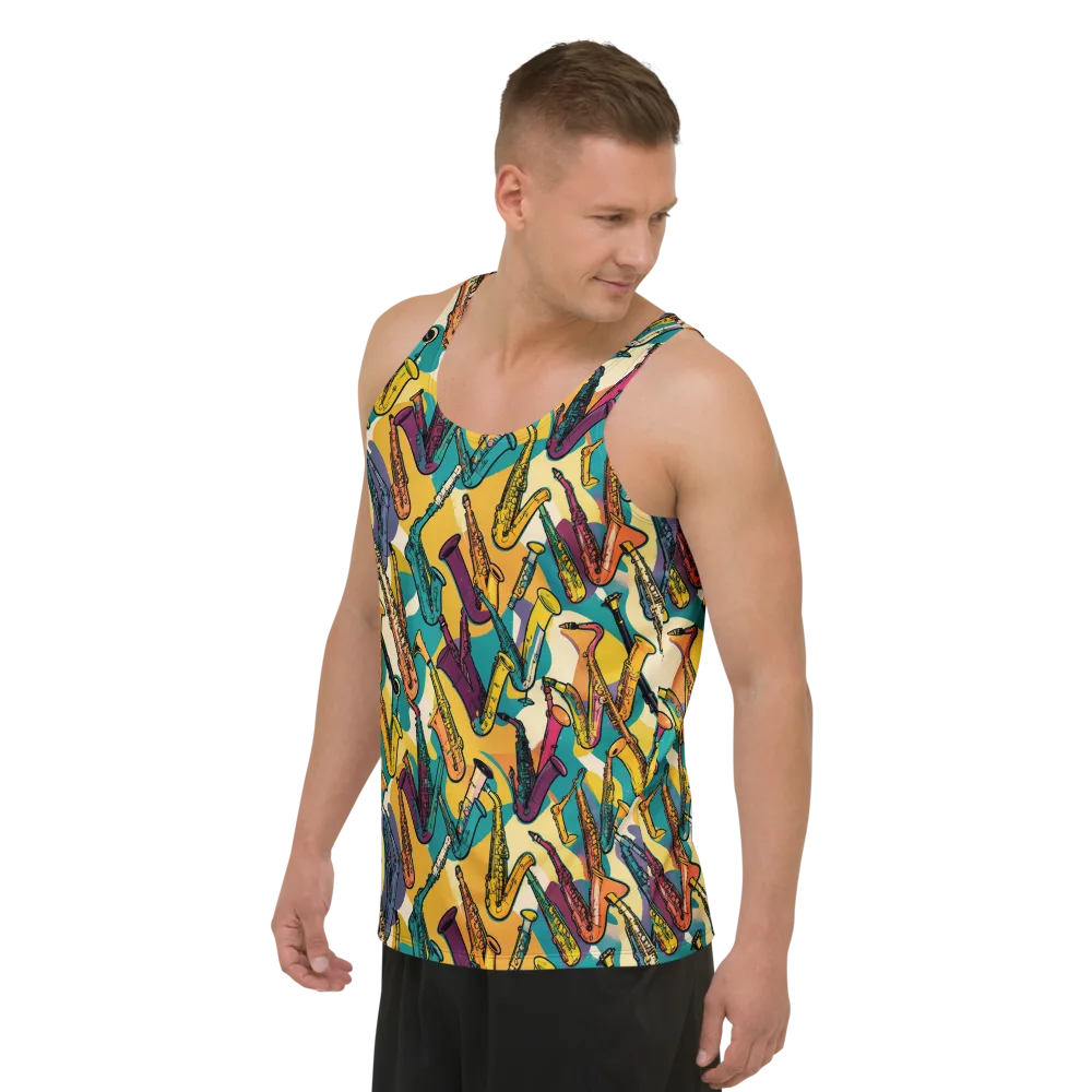 Saxophone Parade on Men's Tank Top — Left Front