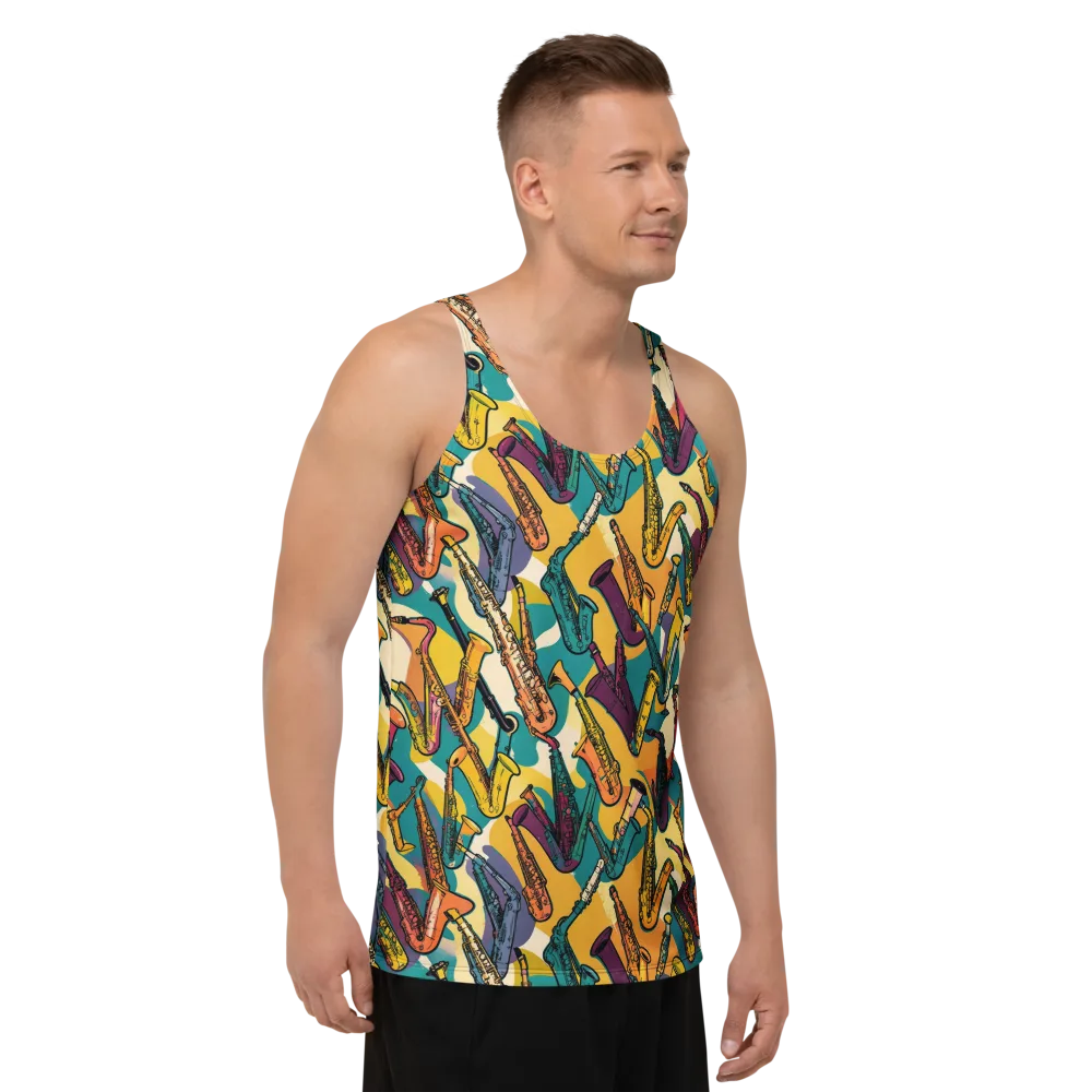 Saxophone Parade on Men's Tank Top — Right Front