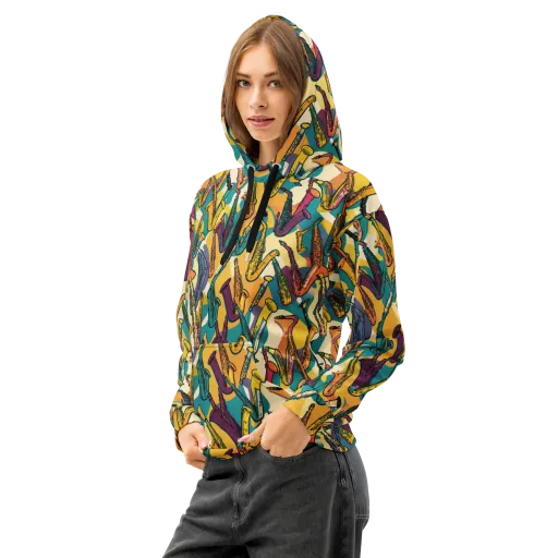 Saxophone Parade on a Cotton Hoodie