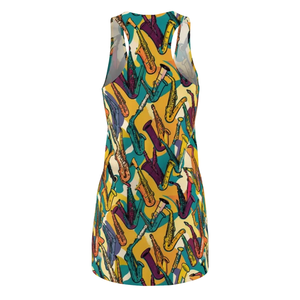 Saxophone Parade on Racerback Dress — Back