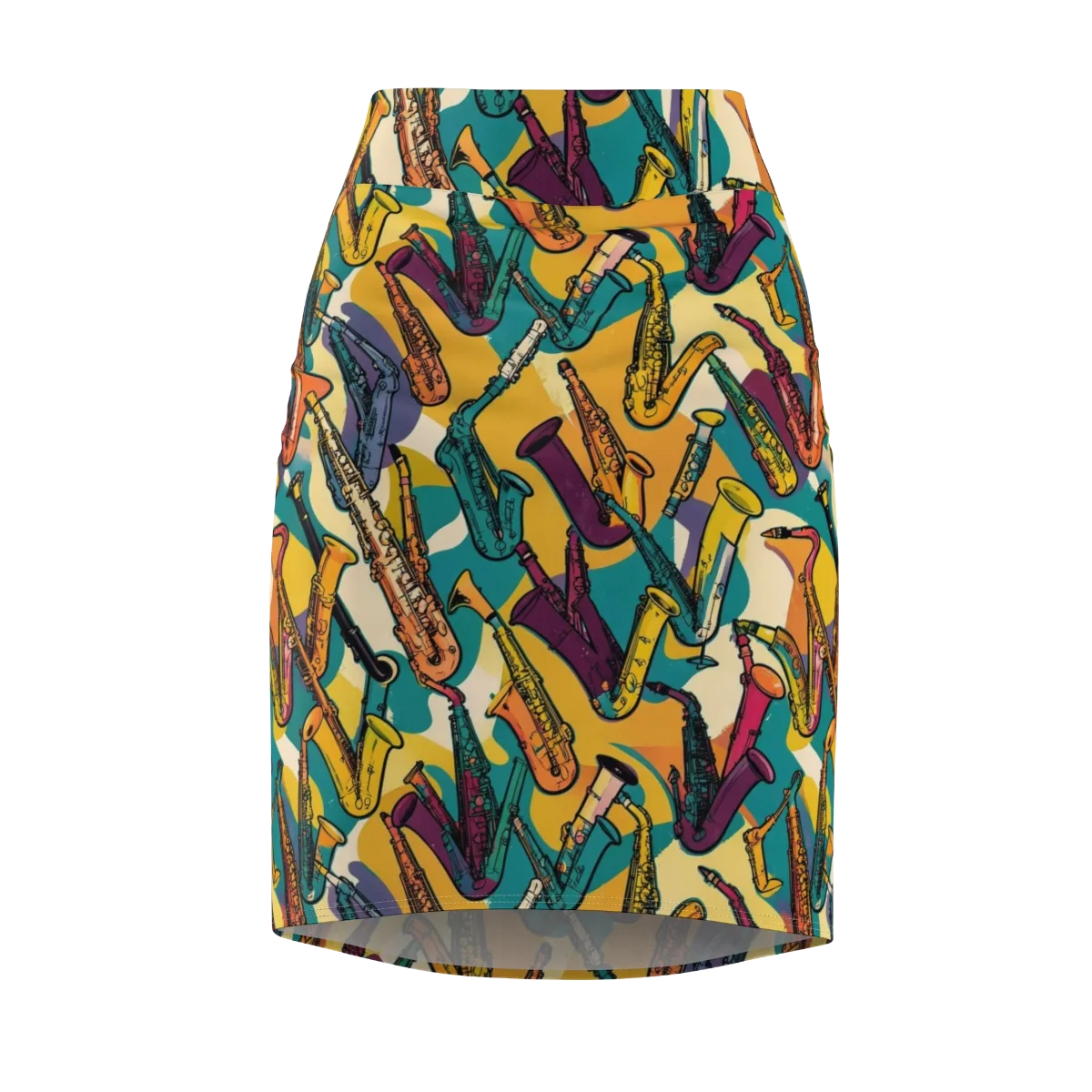 Saxophone Parade on Pencil Skirt — Front