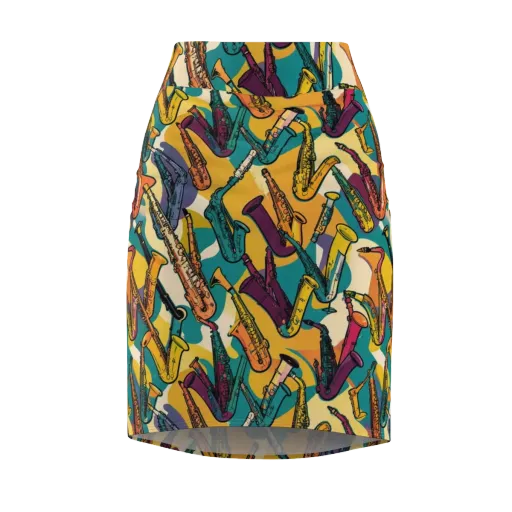 Saxophone Parade on a Pencil Skirt