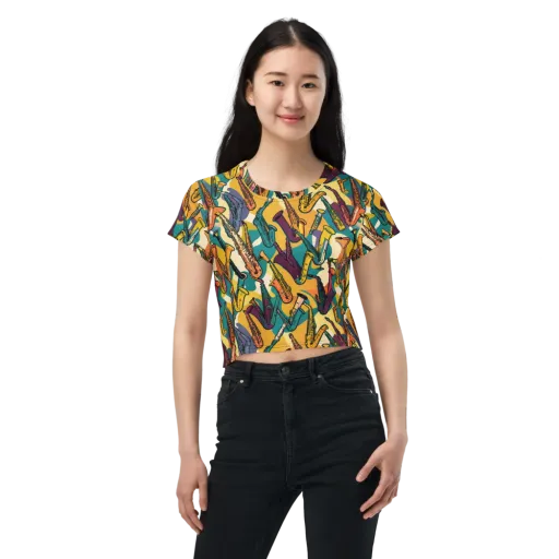 Saxophone Parade on a Crop Tee