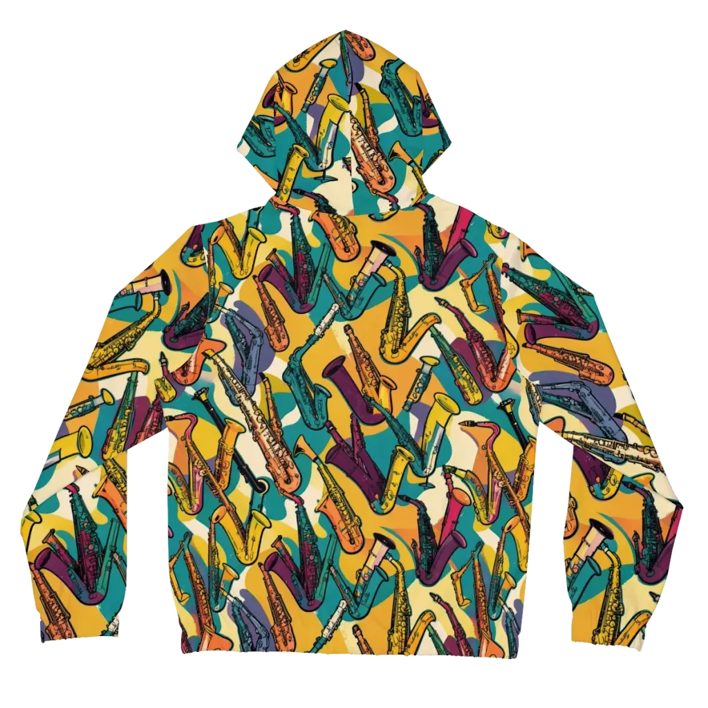 Saxophone Parade on Women's Full-Zip Hoodie — Back