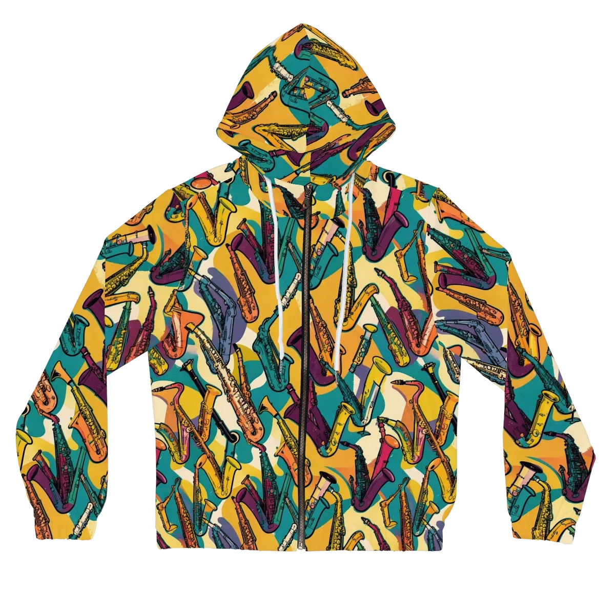 Saxophone Parade on Women's Full-Zip Hoodie — Front