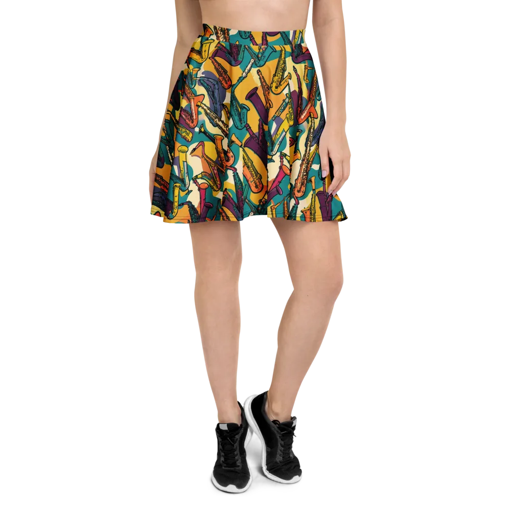 Saxophone Parade on Skater Skirt — Front