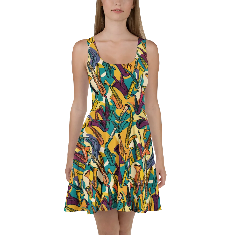 Saxophone Parade on Skater Dress — Front
