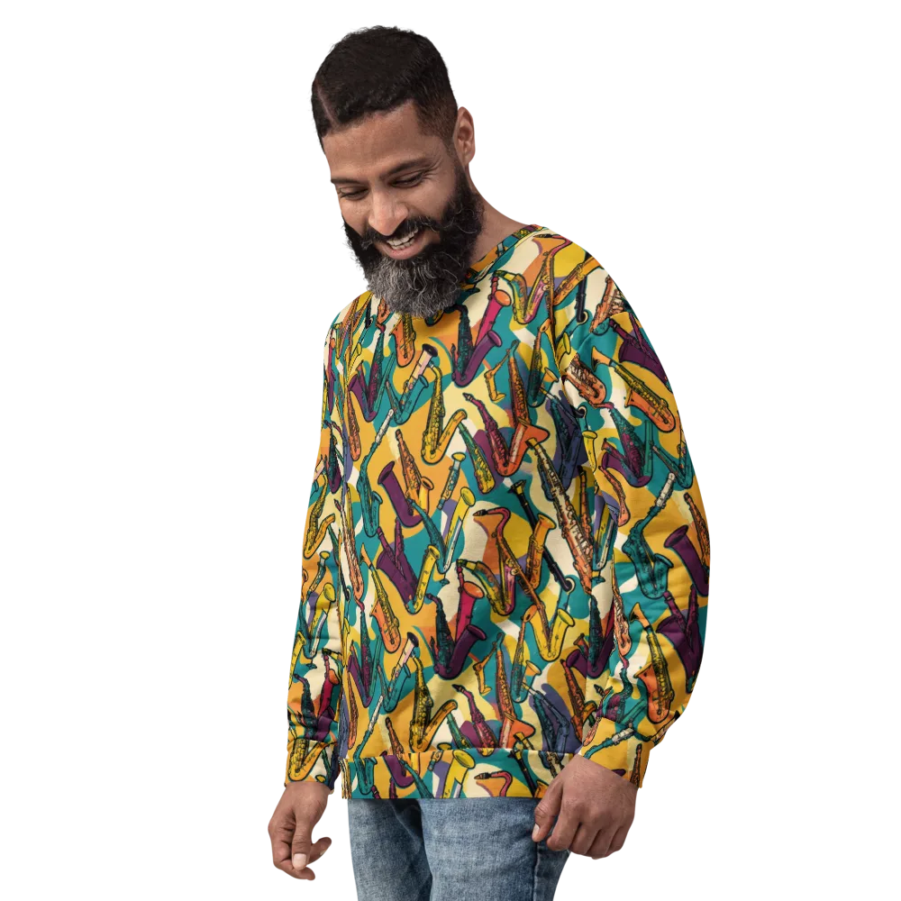 Saxophone Parade on Sweatshirt — Left Front