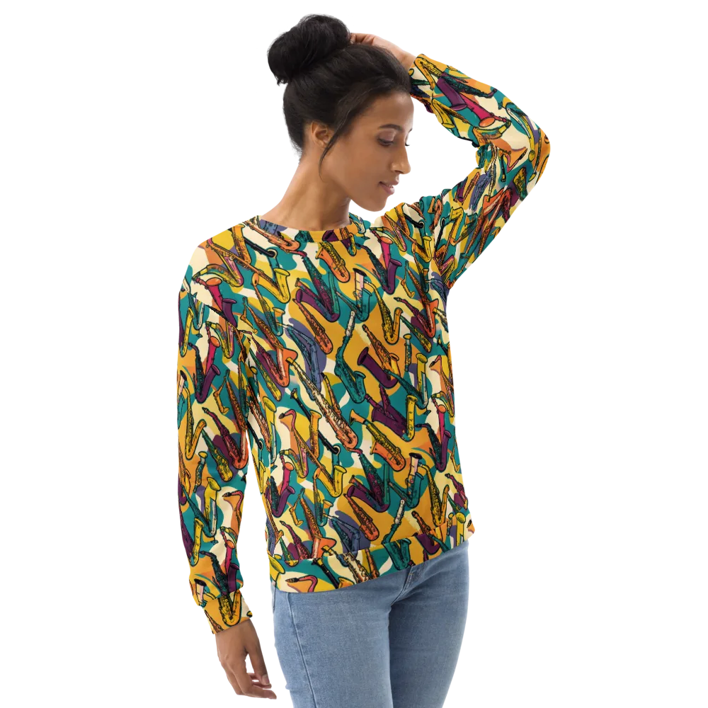 Saxophone Parade on Sweatshirt — Right Front