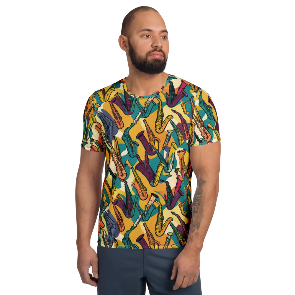 Saxophone Parade on Men's Athletic T-Shirt — Front