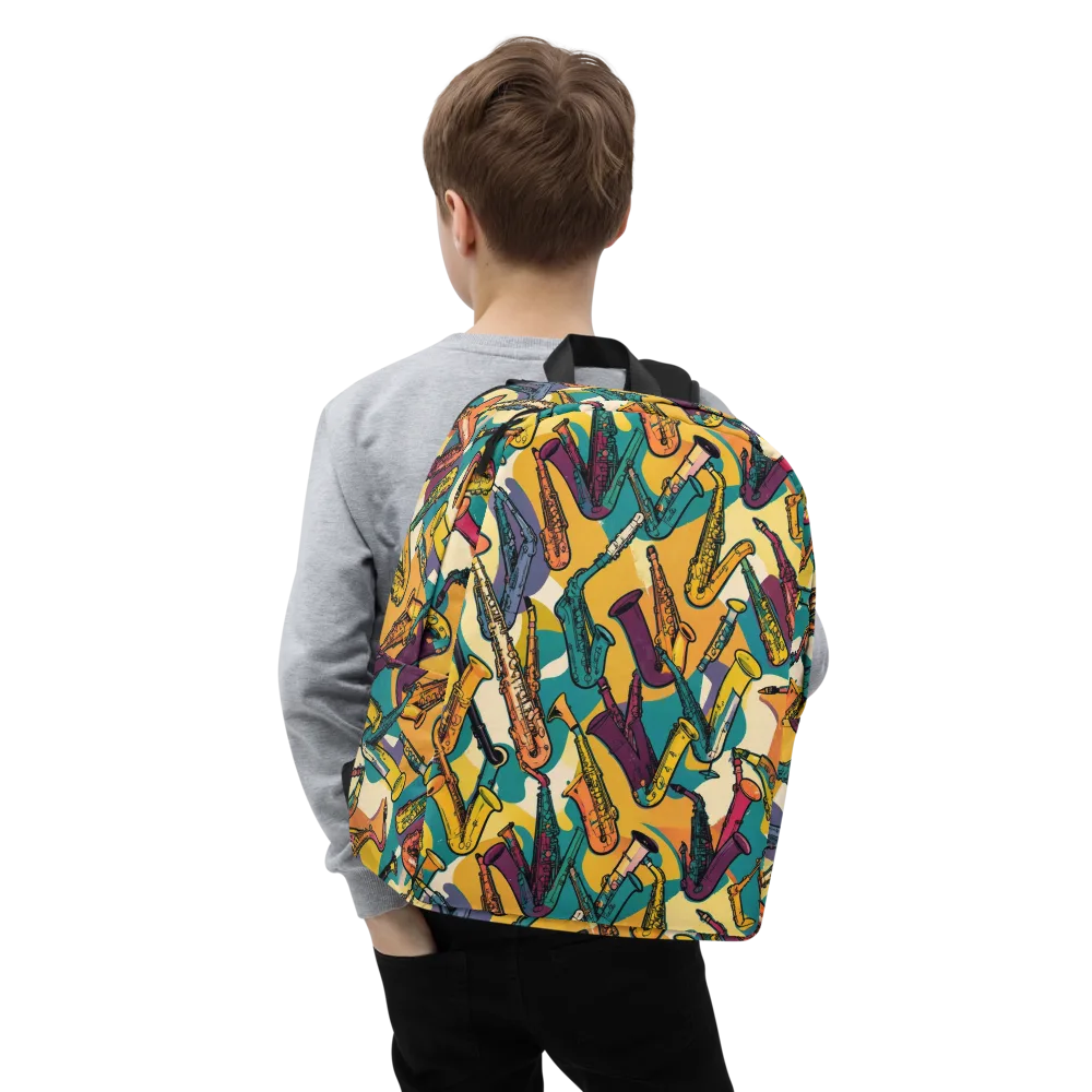 Saxophone Parade on Minimalist Backpack — Zoomed-in