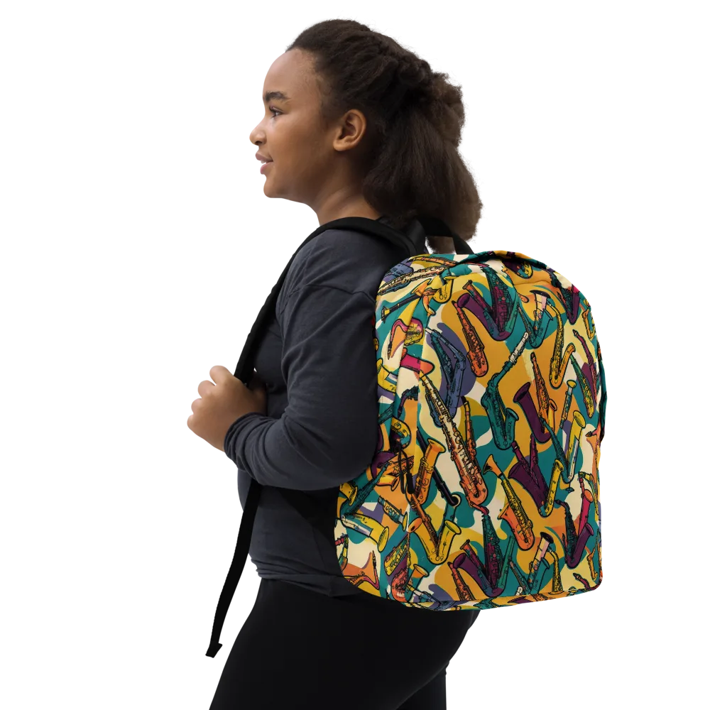 Saxophone Parade on Minimalist Backpack — Right Front