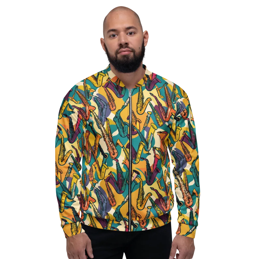 Saxophone Parade on Bomber Jacket — Front