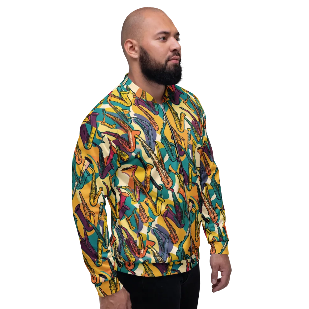 Saxophone Parade on Bomber Jacket — Right