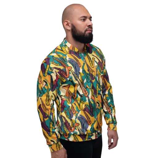 Saxophone Parade on a Bomber Jacket