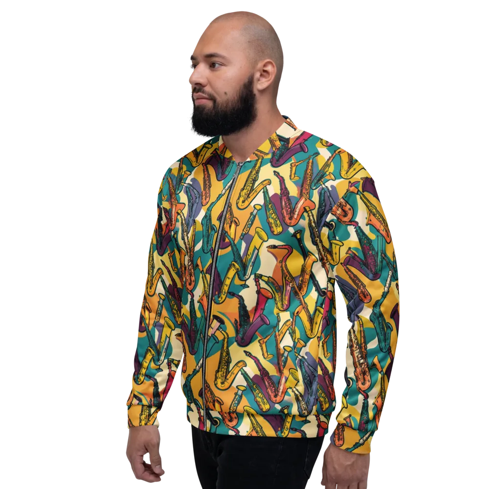 Saxophone Parade on Bomber Jacket — Left