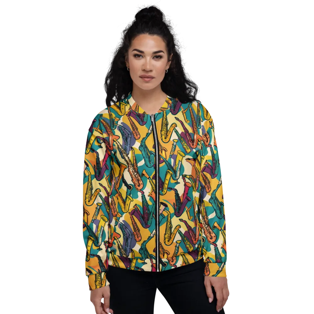 Saxophone Parade on Bomber Jacket — Front