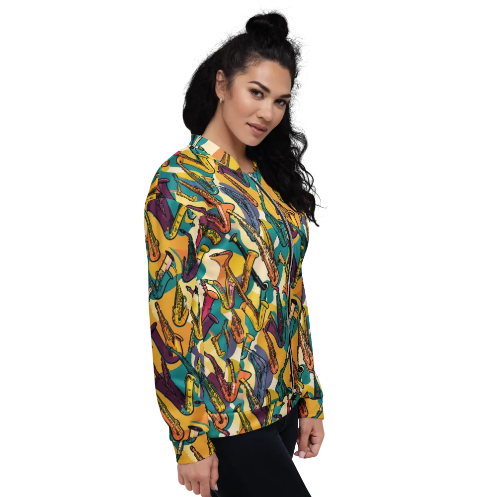 Saxophone Parade on Bomber Jacket — Right