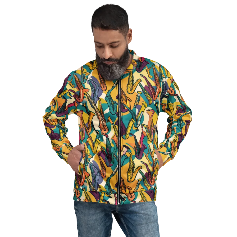 Saxophone Parade on Bomber Jacket — Front