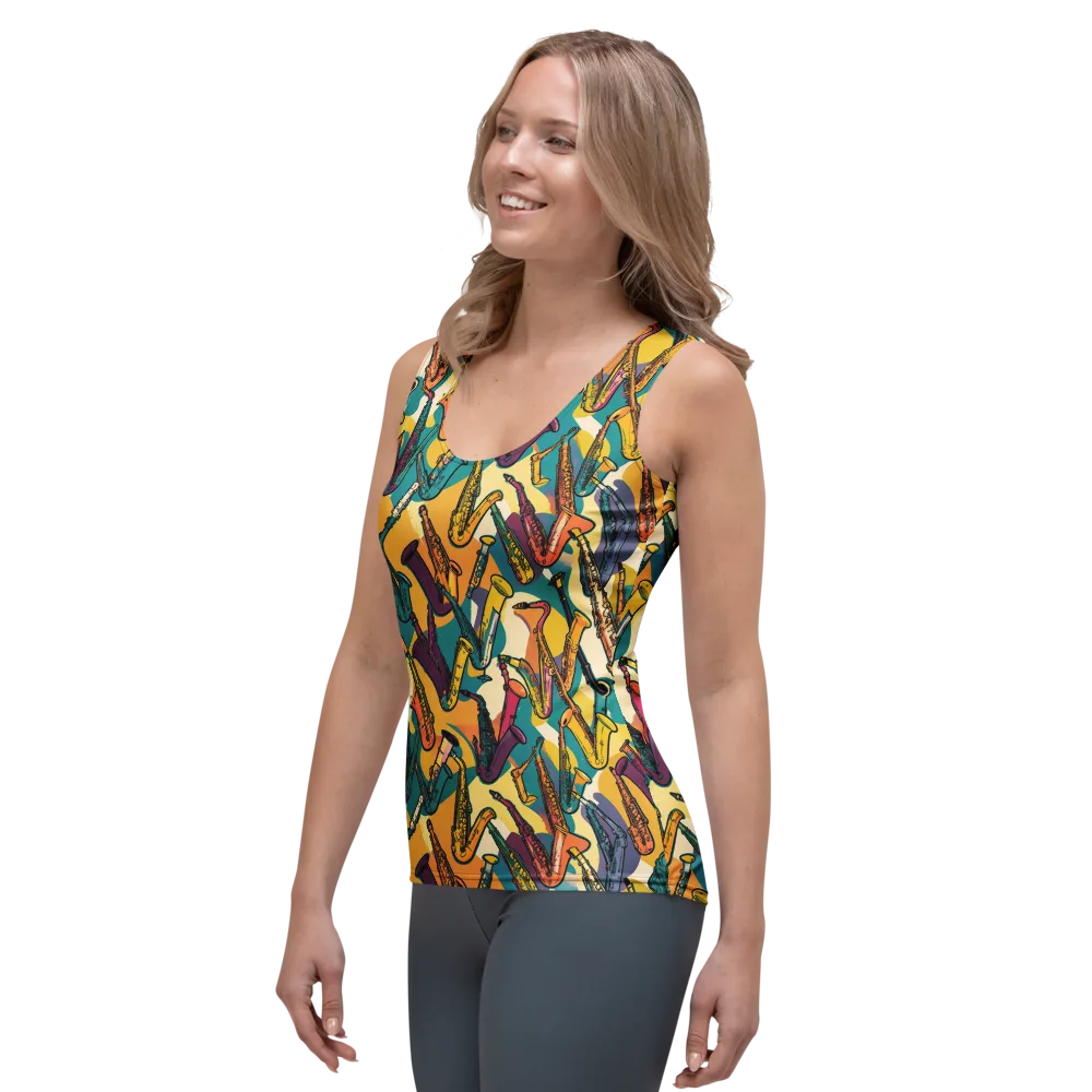 Saxophone Parade on Women's Tank Top — Left Front