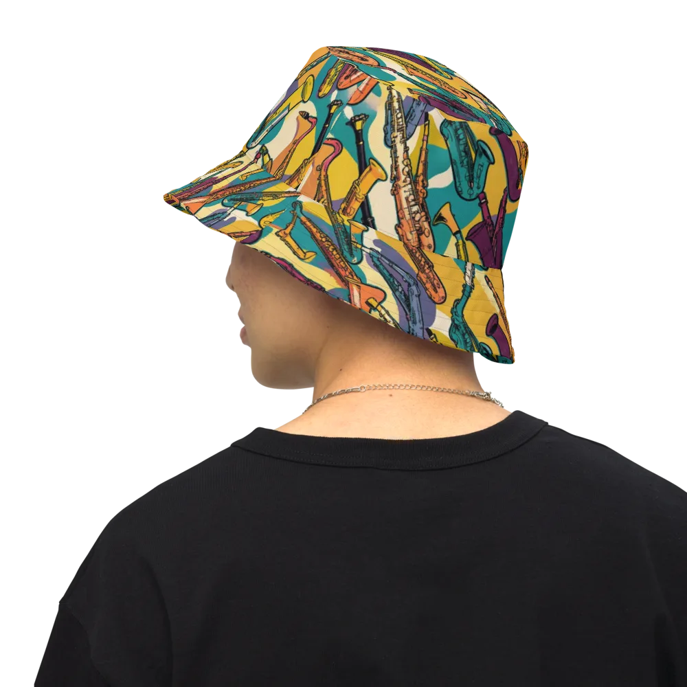 Saxophone Parade on Reversible Bucket Hat — Back Inside