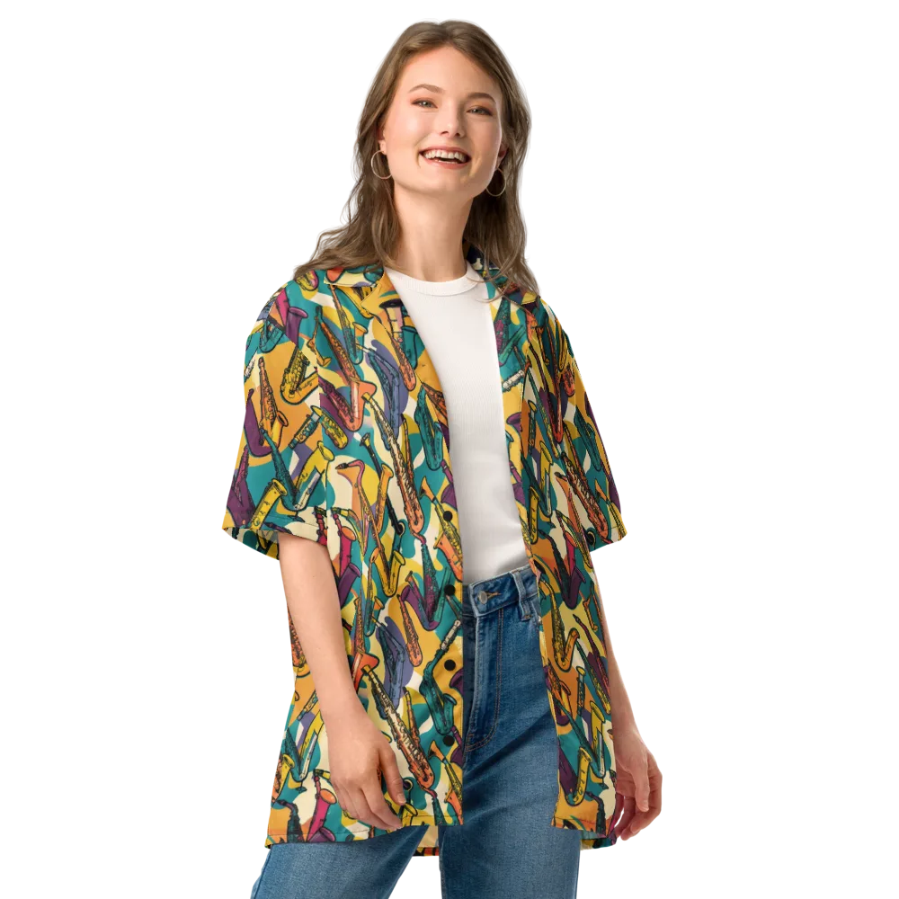 Saxophone Parade on Button Shirt — Front