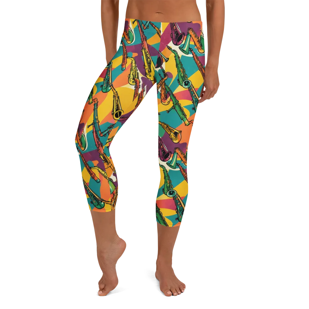 Brass Electric on Capri Leggings — Front
