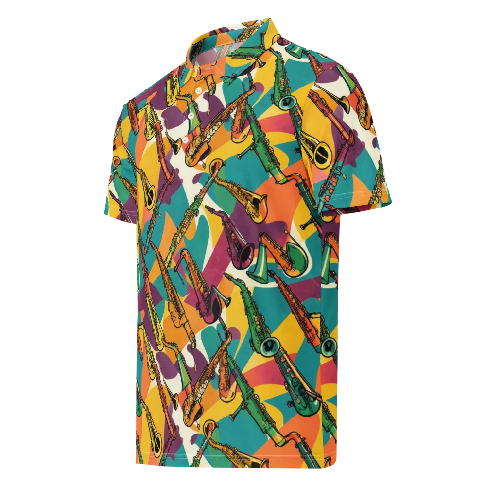Brass Electric on Men's Slim Fit Polo Shirt — Left Front