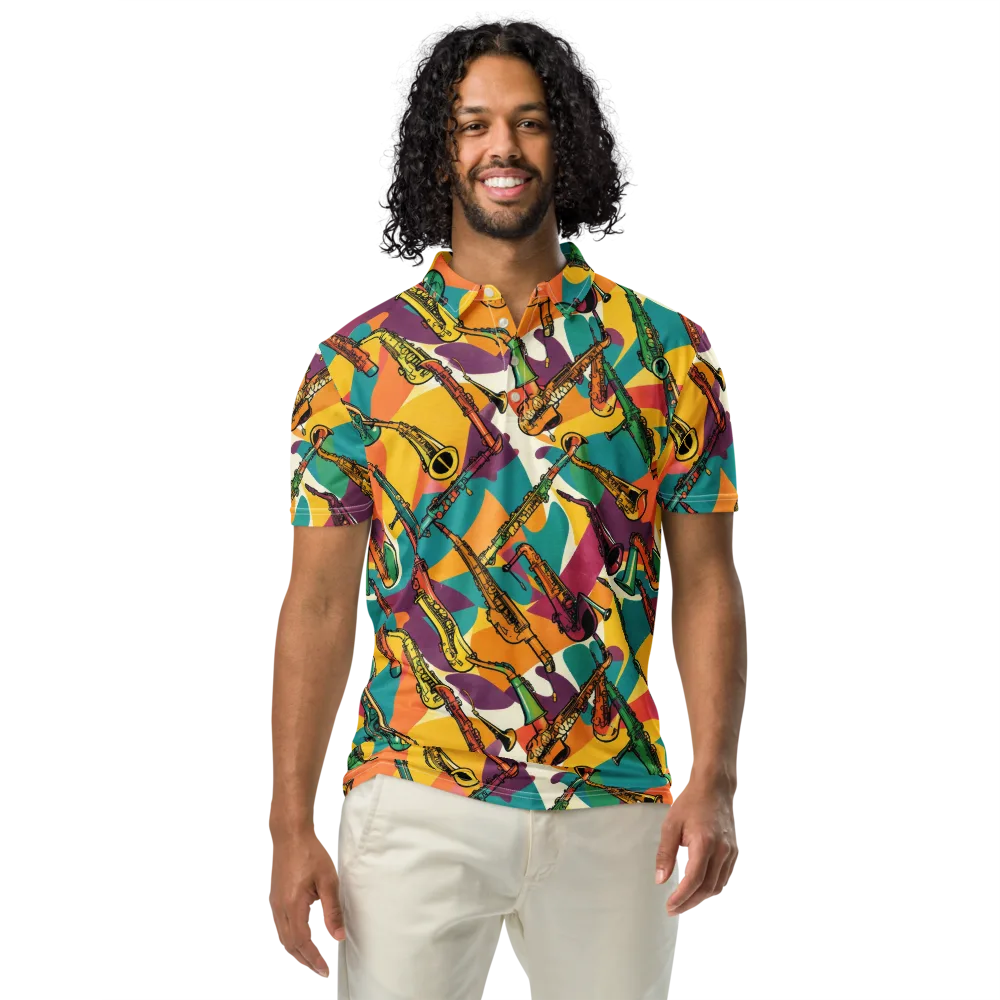 Brass Electric on Men's Slim Fit Polo Shirt — Front