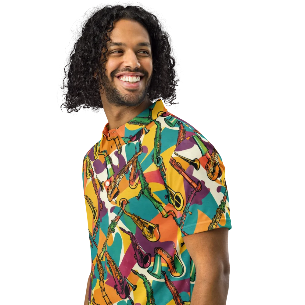 Brass Electric on Men's Slim Fit Polo Shirt — Left Front